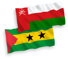Flags of Sultanate of Oman and Saint Thomas and Prince on a white background