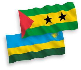Flags of Saint Thomas and Prince and Republic of Rwanda on a white background