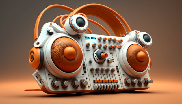 Orange synthesizer with nobs  