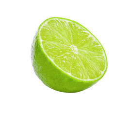 Ripe half of green lime citrus fruit isolated transparent png