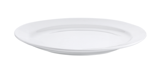 Empty white plate isolated on transparent png