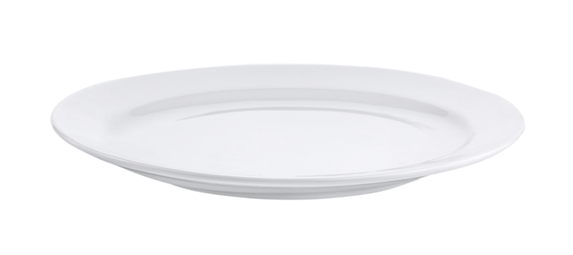 Empty white plate isolated on transparent png