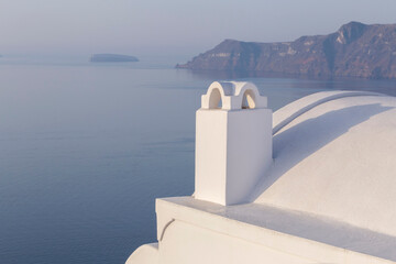 detail of traditional whitewashed house on Santorini