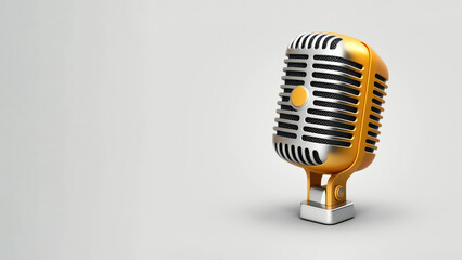 Fototapeta na wymiar retro microphone, podcast concept, ai generated