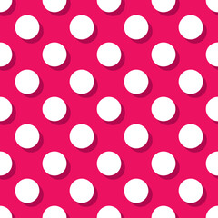 Tile vector pattern with big white polka dots on pink background for decoration wallpaper