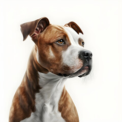 Portrait of american staffordshire terrier, dog on white background, Dog isolated on white backdrop, Hound - AI Generative.