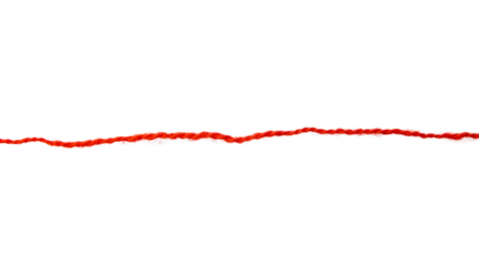 Red thread isolate on white background. Selective focus. Old.