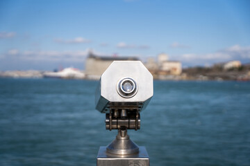 Tourist binoculars by the seaside