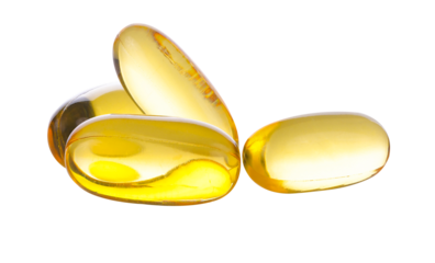 Close up of food supplement oil filled capsules suitable for: fish oil, omega ,evening primrose, borage oil, flax seeds oil, vitamin on transparent png