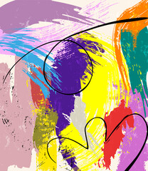 abstract colorful background, illustration with lines, waves, circle, paint strokes and splashes - 570658123