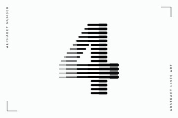 Number four 4 logo lines abstract modern art  vector illustration