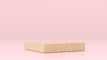 Wooden podium in the pink valentine's room for Valentine's Day - 3D Illustration