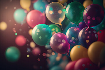 Balloon Birthday Holiday Background. Illustration Generative AI