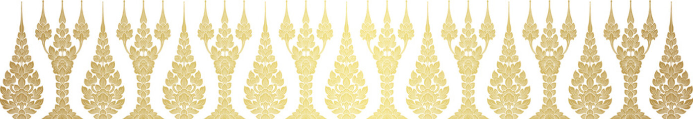 Line thai, lotus art and flower style asian art luxury buddhism temple element and background pattern png file for decoration