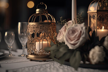 Fototapeta na wymiar Elegant Wedding background. Illustration Generative AI