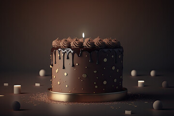Birthday Background with Cake. Illustration Generative AI