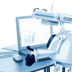 vintage robot in a white background