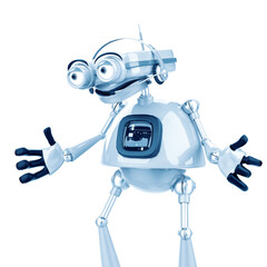 vintage red robot in a white background