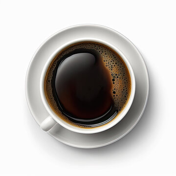 Generative AI image of the top view of a black coffee cup