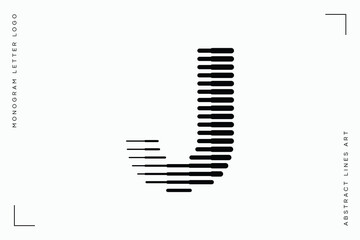 Letter J Logo with Abstract Line Pattern