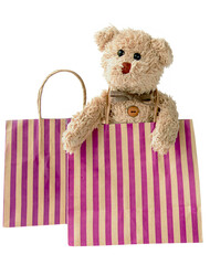 A happy teddy bear is shopping, shopping online - 570661367