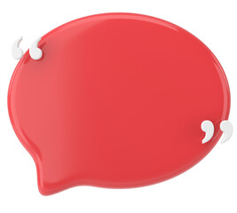 Speech bubble with double quote. 3D illustration.
