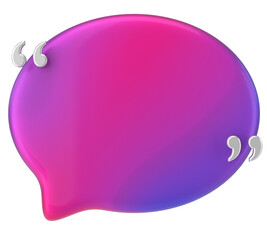 Speech bubble with double quote. 3D illustration.