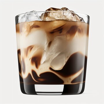 Carajillo drink isolated on a white background white Russian cocktail isolated on a white background. coffee and milk alcoholic beverage. Generative Ai
