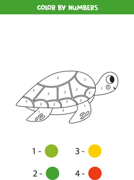 Color turtle by numbers. Worksheet for kids.