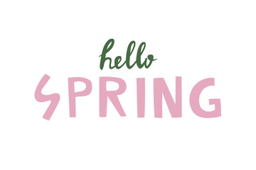 Hello spring cute celebration lettering. Spring lettering concept. 