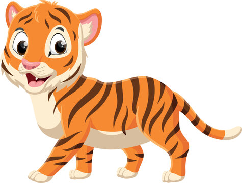 Cartoon beauty tiger isolated on white background