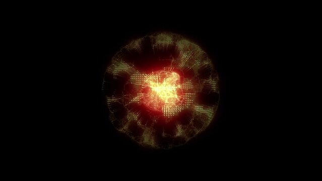 Gold sphere abstract animation background. Energy plasma ball.