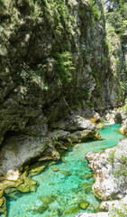 Natursehenswürdigkeit Tolminer Klammen im Triglav Nationalpark in Slowenien