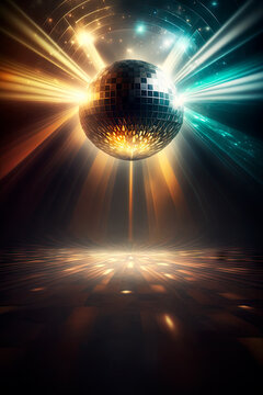 Disco ball poster background, generatve AI
