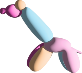 3D pastel colours dog balloon