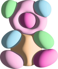 3D pastel colours teddy balloon