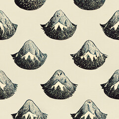 Seamless pattern of black and white mountains. mountain pattern for wallpaper or fabric. mountain tile. Generative Ai