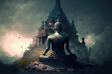 Meditation yoga, buddha figure. sketch art for artist creativity and inspiration. generative AI	
