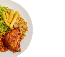 Partial Top view of Typical Brazilian meal called Prato Feito with Brazilian 