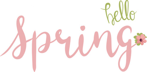 Hello spring cute celebration lettering. Spring lettering concept. 