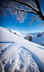 Cold winter snow landscape frozen frost trees snowy ski scene beautiful path outdoors ULTRA HD