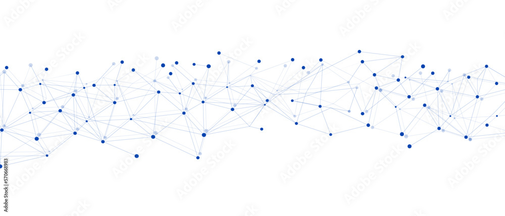 Wall mural navy blue network. abstract connection on white background. network technology background with dots 