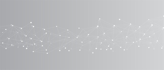 White network. Abstract connection on grey background. Network technology background with dots and lines for desktop. Ai system background. Abstract concept. Line background, network technology