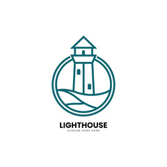 Lighthouse logo template. Building of lighthouse logo vector