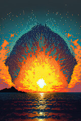 Colorful Pixel art sunset 