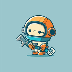 Cute robot astronaut cartoon vector icon illustration