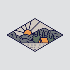 Mountains and camping graphic illustration vector art t-shirt design