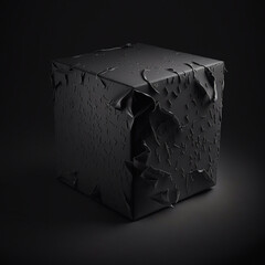Black cardboard box on a dark background. Generative AI