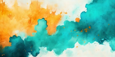 abstract teal and orange background, digital painting generative ai