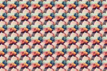 Fototapeta na wymiar Repeating background pattern, flowers, pastel